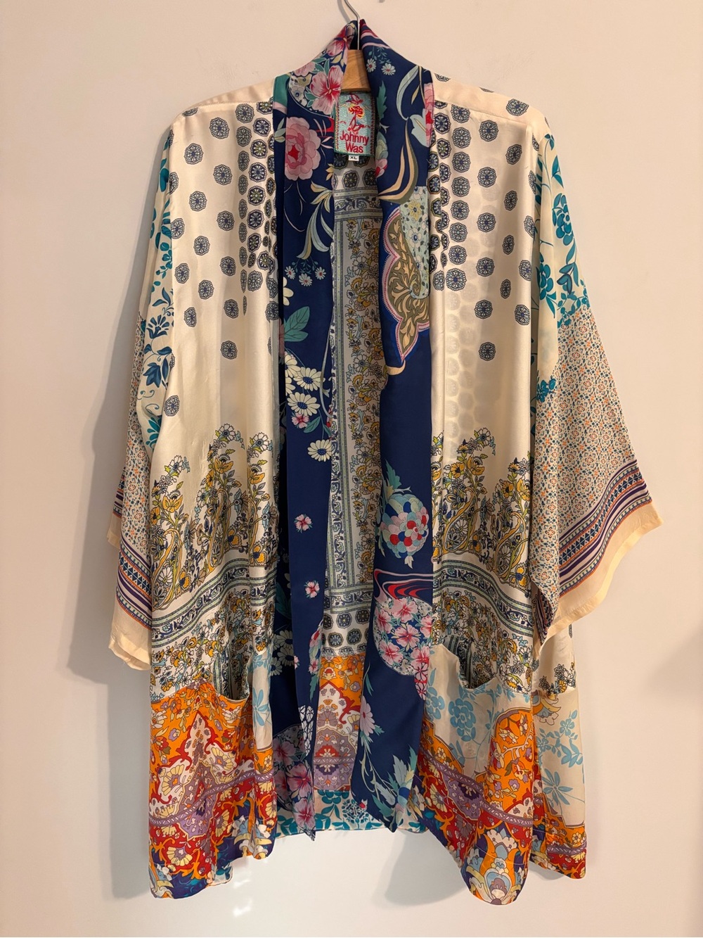 Johnny Was Silk Rayon Patchwork Print Kimono Jacket